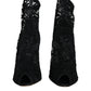 Dolce & Gabbana Black Lace Stretch Heels Mid Calf Boot Shoes