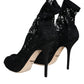 Dolce & Gabbana Black Lace Stretch Heels Mid Calf Boot Shoes