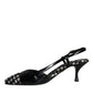 Dolce & Gabbana Black Leather Houndstooth Slingback Shoes