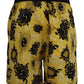 Dsquared² Yellow Black Printed Nylon Beachwear Shorts Swimwear