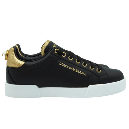 Dolce & Gabbana Black Leather Di Calfskin Sneaker