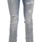 Versace Jeans Chic Light Blue Torn Slim Fit Jeans