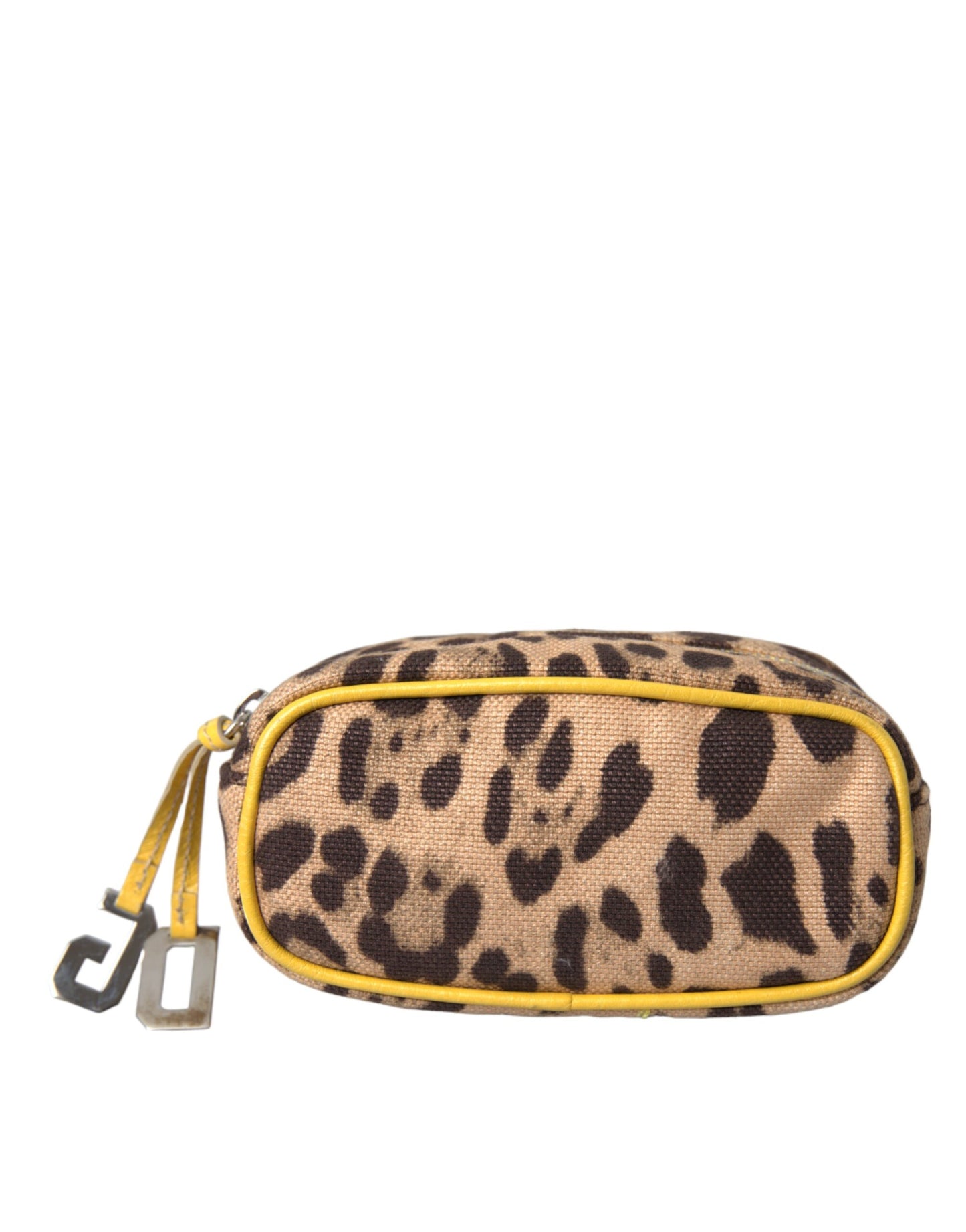 Dolce & Gabbana Brown Leopard Canvas Hand Pouch Clutch DG Logo Bag