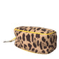 Dolce & Gabbana Brown Leopard Canvas Hand Pouch Clutch DG Logo Bag