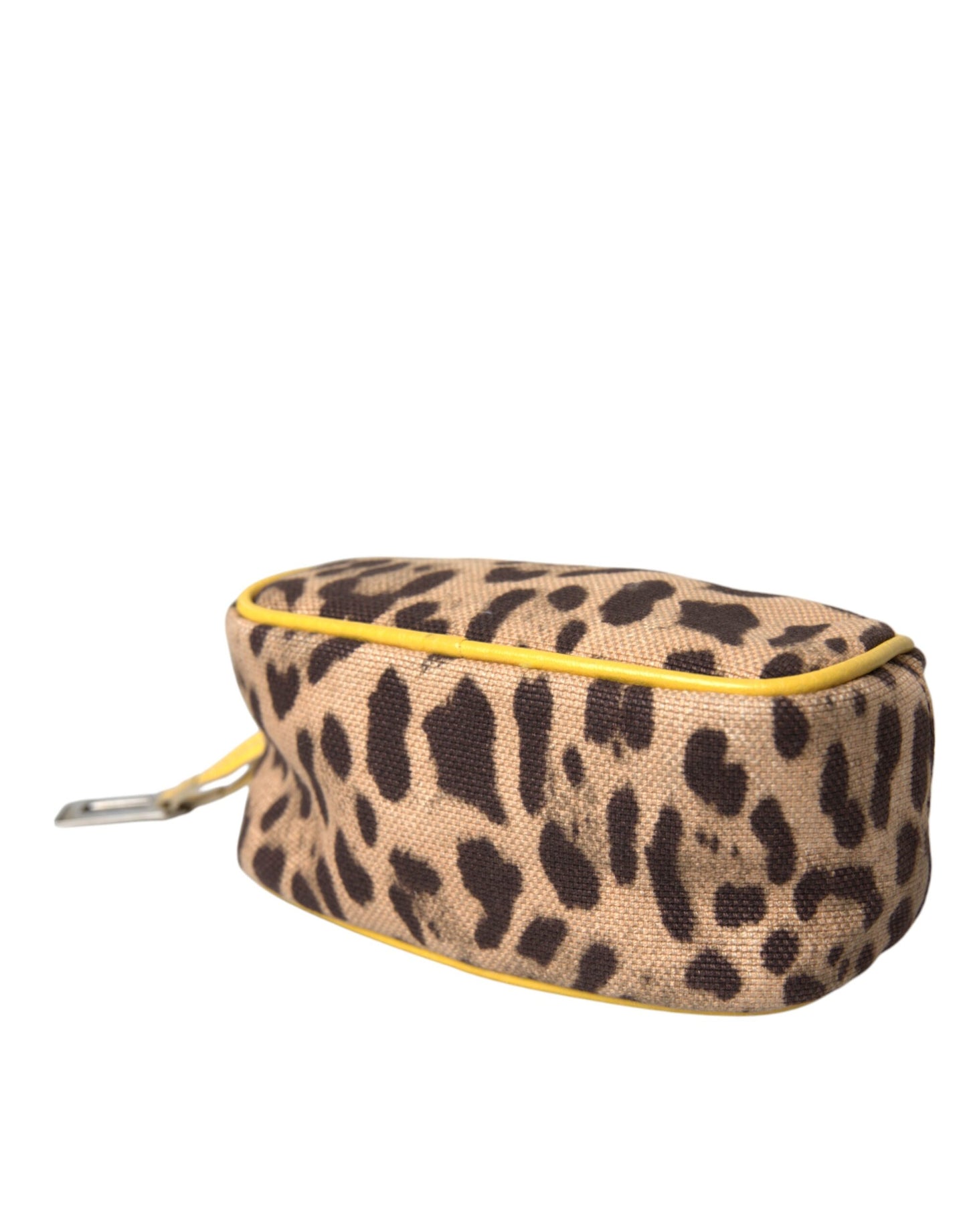 Dolce & Gabbana Brown Leopard Canvas Hand Pouch Clutch DG Logo Bag