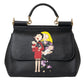 Dolce & Gabbana Black Leather #DGFamily Patch Top Handle Bag