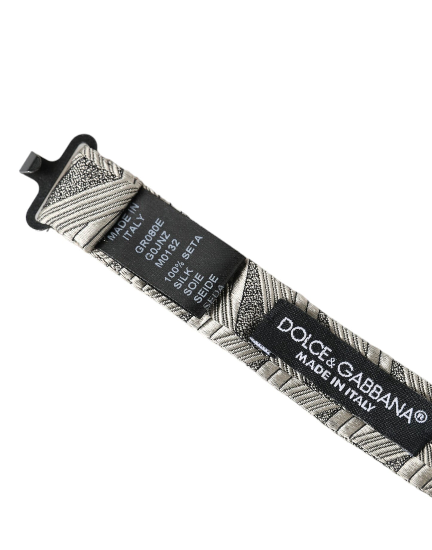 Dolce & Gabbana Silver Fantasy Print Adjustable Neck Bow Tie Men