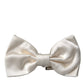 Dolce & Gabbana Off White Silk Adjustable Neck Men Bow Tie