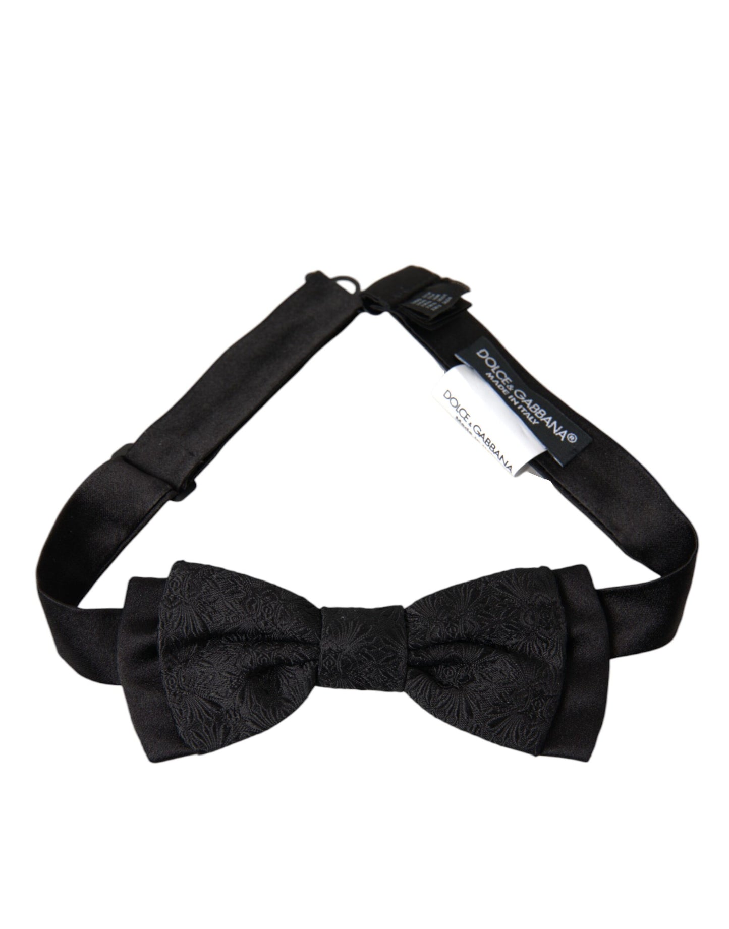 Dolce & Gabbana Black Brocade Silk Adjustable Neck Men Bow Tie