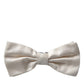 Dolce & Gabbana Off White Silk Adjustable Neck Men Bow Tie