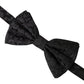 Dolce & Gabbana Black Brocade Silk Adjustable Neck Men Bow Tie