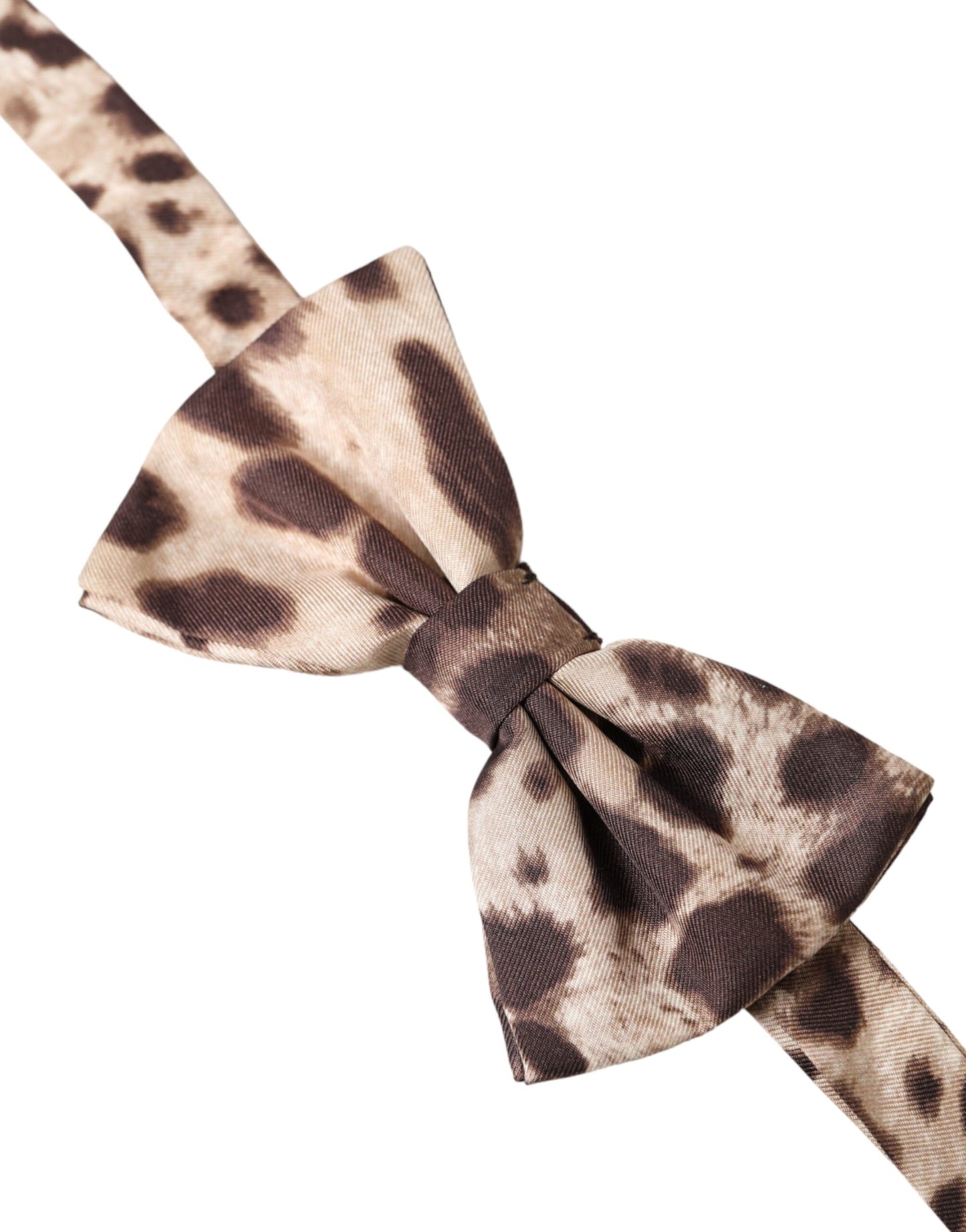 Dolce & Gabbana Brown Leopard Silk Adjustable Neck Men Bow Tie