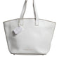 Brunello Cucinelli White Leather Logo Shoulder Strap Shopping Tote Bag