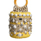 Dolce & Gabbana Beige Yellow Rafia Seashells Crystal Bucket Bag