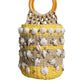 Dolce & Gabbana Beige Yellow Rafia Seashells Crystal Bucket Bag