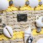 Dolce & Gabbana Beige Yellow Rafia Seashells Crystal Bucket Bag