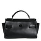 Dolce & Gabbana Black Leather SICILY Top Handle Crossbody Bag