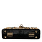 Dolce & Gabbana Black Velvet Floral Crystal Clutch Evening Purse Bag