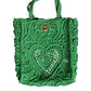 Dolce & Gabbana Green Small Cordonetto Lace Beatrice Tote Bag