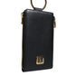 Dolce & Gabbana Black Leather Logo Plaque Neck Strap Card Coin Wallet