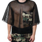 Dolce & Gabbana Black Mesh Camouflage Short Sleeves T-shirt