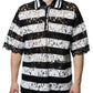 Dolce & Gabbana Black White Stripes Lace Collared Polo T-shirt