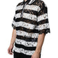 Dolce & Gabbana Black White Stripes Lace Collared Polo T-shirt