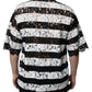 Dolce & Gabbana Black White Stripes Lace Collared Polo T-shirt