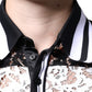 Dolce & Gabbana Black White Stripes Lace Collared Polo T-shirt