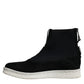 Alexander McQueen Black White Neoprene Takeshi Mid Calf Boots Shoes