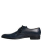 Dolce & Gabbana Navy Blue Leather Derby Dress Formal Shoes