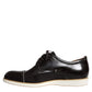 Pollini Black White Leather Lace Up Men Dress Formal Shoes