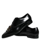 Dolce & Gabbana Black Leather Crystal Lace Up Formal Shoes