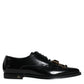 Dolce & Gabbana Black Leather Crystal Lace Up Formal Shoes