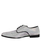 Dolce & Gabbana Silver Leather Rhinestones Derby Dress Shoes