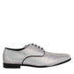 Dolce & Gabbana Silver Leather Rhinestones Derby Dress Shoes