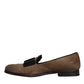 Dolce & Gabbana Brown Calf Hair Leather Loafers Formal Dress Shoes