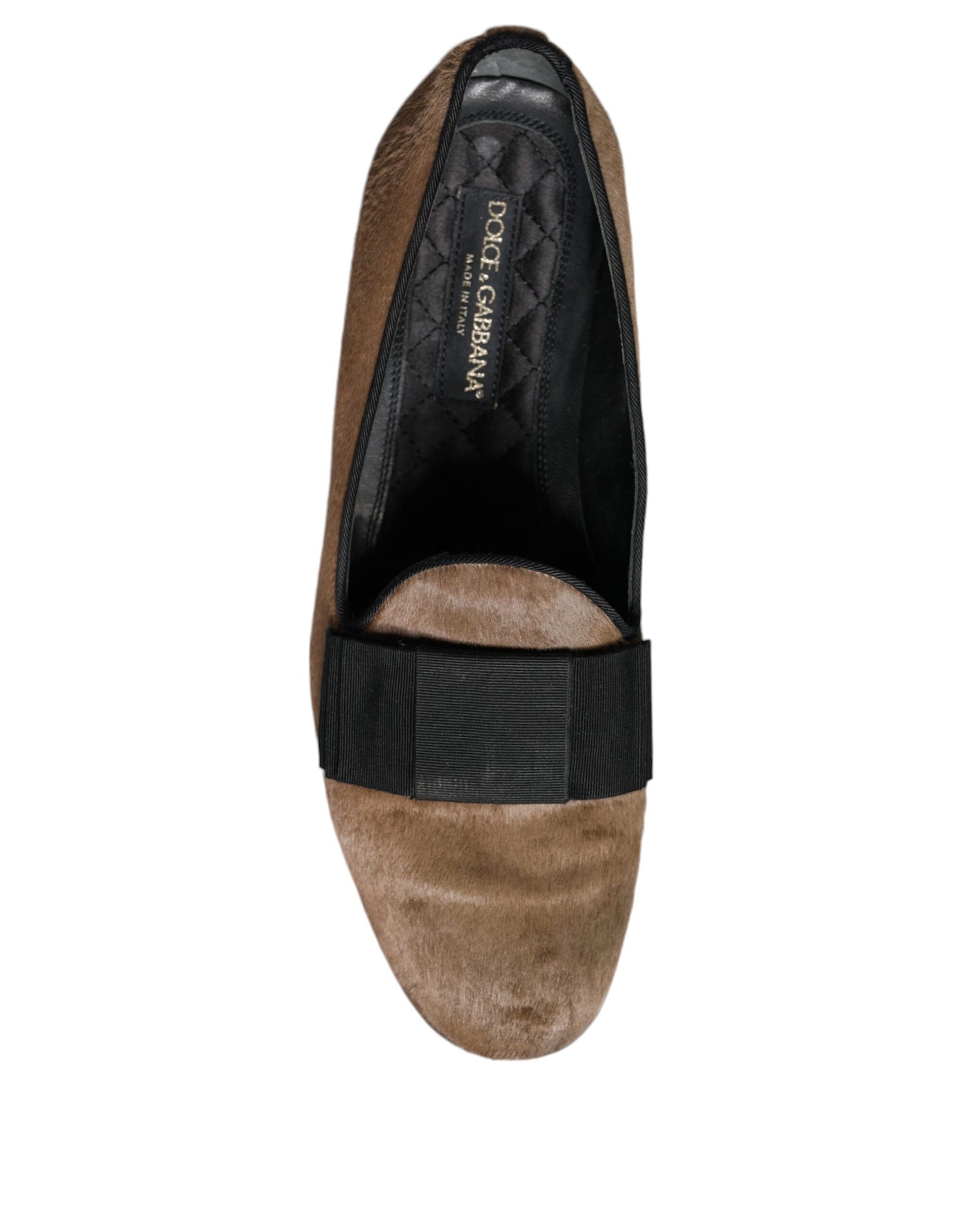 Dolce & Gabbana Brown Calf Hair Leather Loafers Formal Dress Shoes