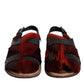 Dolce & Gabbana Black Red Gazelle Hair Leather Sandals Shoes