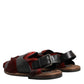 Dolce & Gabbana Black Red Gazelle Hair Leather Sandals Shoes