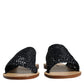 Dolce & Gabbana Black Monochrome Braided Raffia Slides Shoes