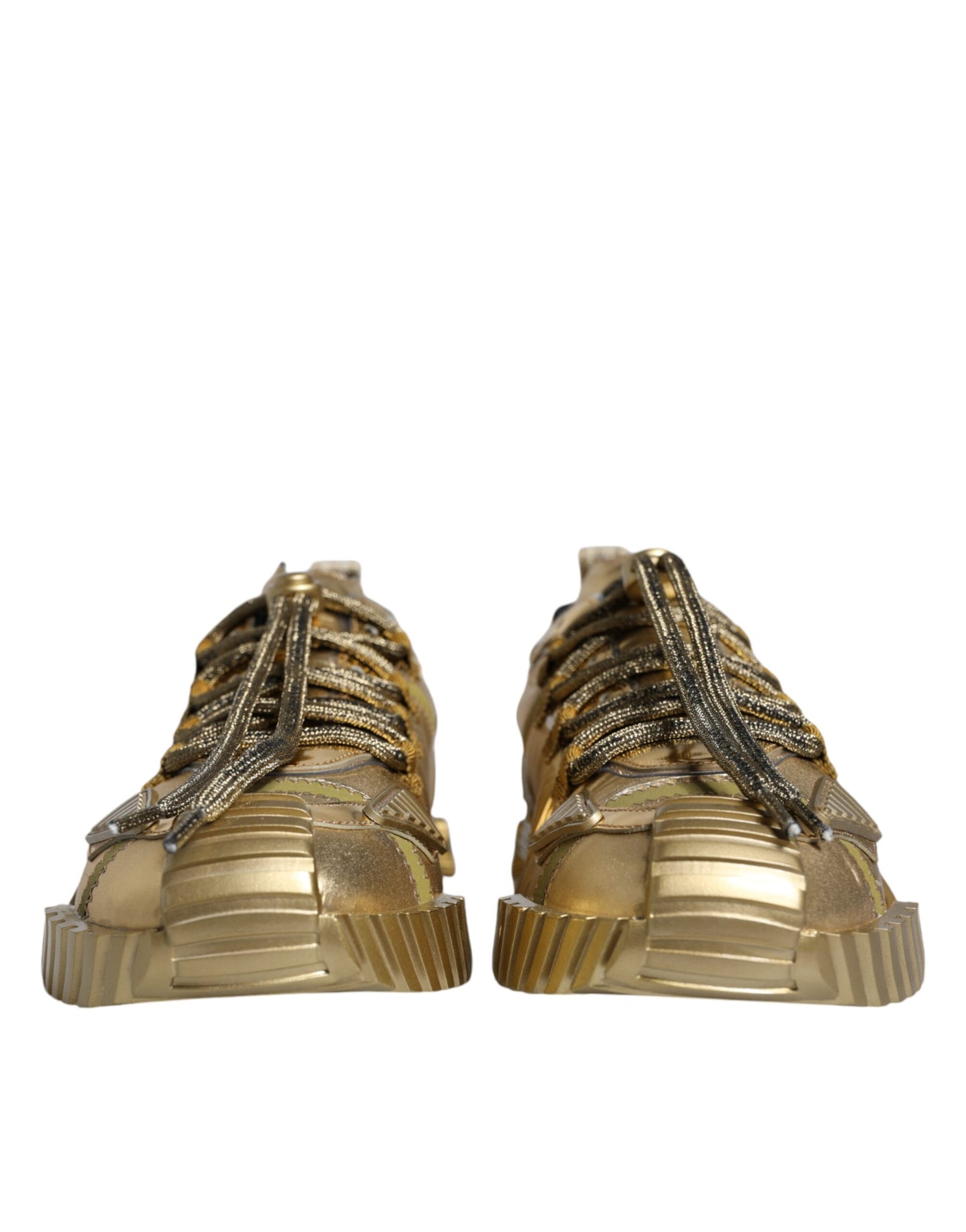 Dolce & Gabbana Gold Stretch Lace Up NS1 Sneakers Shoes