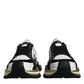 Dolce & Gabbana White Gold Black Leather SUPER KING Sneakers Shoes