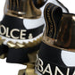Dolce & Gabbana White Gold Black Leather SUPER KING Sneakers Shoes