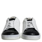 Dolce & Gabbana Black Leather Logo Portofino Sneaker Shoes