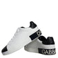 Dolce & Gabbana Black Leather Logo Portofino Sneaker Shoes