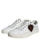 Dolce & Gabbana White Leather Heart Low Top Casual Sneakers Shoes