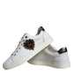 Dolce & Gabbana White Leather Heart Low Top Casual Sneakers Shoes