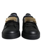 Dolce & Gabbana Black Leather Low Top Portofino Sneakers Shoes