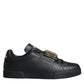 Dolce & Gabbana Black Leather Low Top Portofino Sneakers Shoes